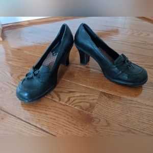 Mudd Low Everyday Heel Black Leather Mary Jane Loafer Pump Size 9.5